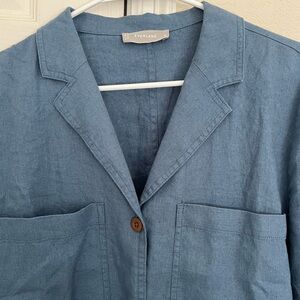 Everlane Camp Collar Notch Linen Shirt - M, Blue